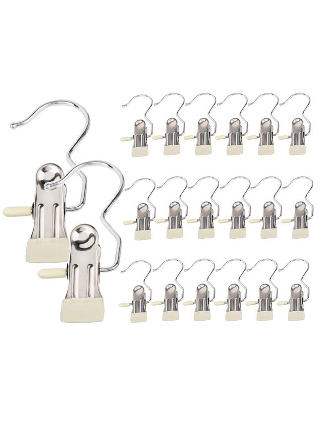 20 Pieces Boot Hanger for Closet, Laundry Hooks with Clips, Boot Holder, Hanging Clips, Portable Multifunctional Hangers Single Clip Space Saving for Jeans, Hats, Tall Boots, Towels（Beige） - Image 1