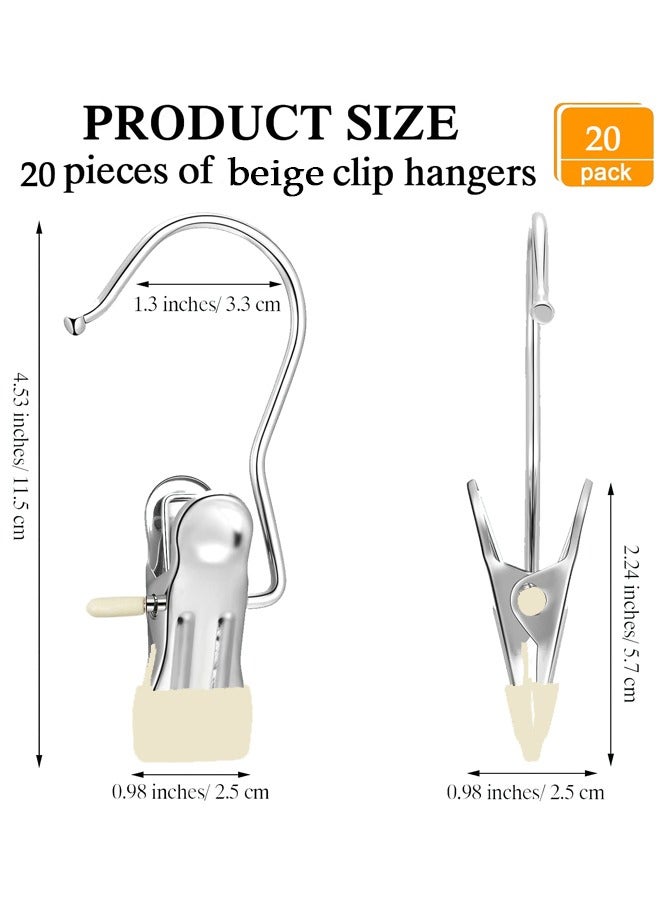 20 Pieces Boot Hanger for Closet, Laundry Hooks with Clips, Boot Holder, Hanging Clips, Portable Multifunctional Hangers Single Clip Space Saving for Jeans, Hats, Tall Boots, Towels（Beige） - Image 2