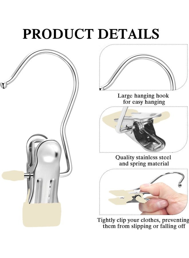20 Pieces Boot Hanger for Closet, Laundry Hooks with Clips, Boot Holder, Hanging Clips, Portable Multifunctional Hangers Single Clip Space Saving for Jeans, Hats, Tall Boots, Towels（Beige） - Image 3