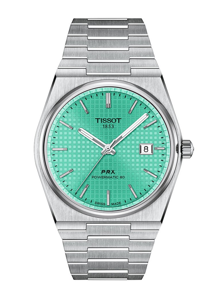 TISSOT PRX Men’s Swiss Made Powermatic Silver Stainless Steel Light Green Dial 40mm Watch T137.407.11.091.01 - Image 1