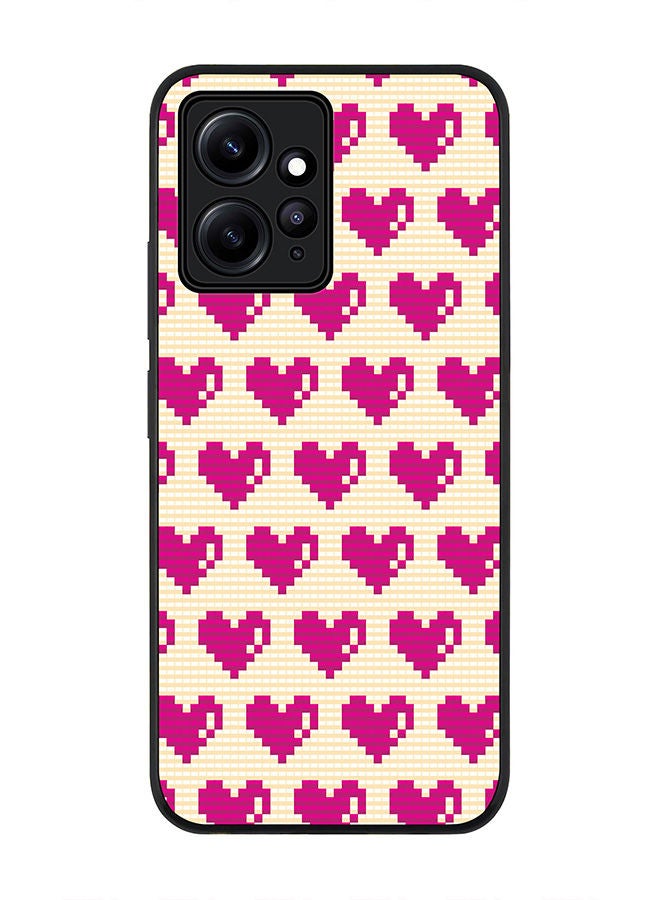 Stylizedd Rugged Black edge case for Redmi Note 12 4G Slim fit Soft Case Flexible Rubber Edges Anti Drop TPU Gel Thin Cover - Pixel Hearts - Image 1