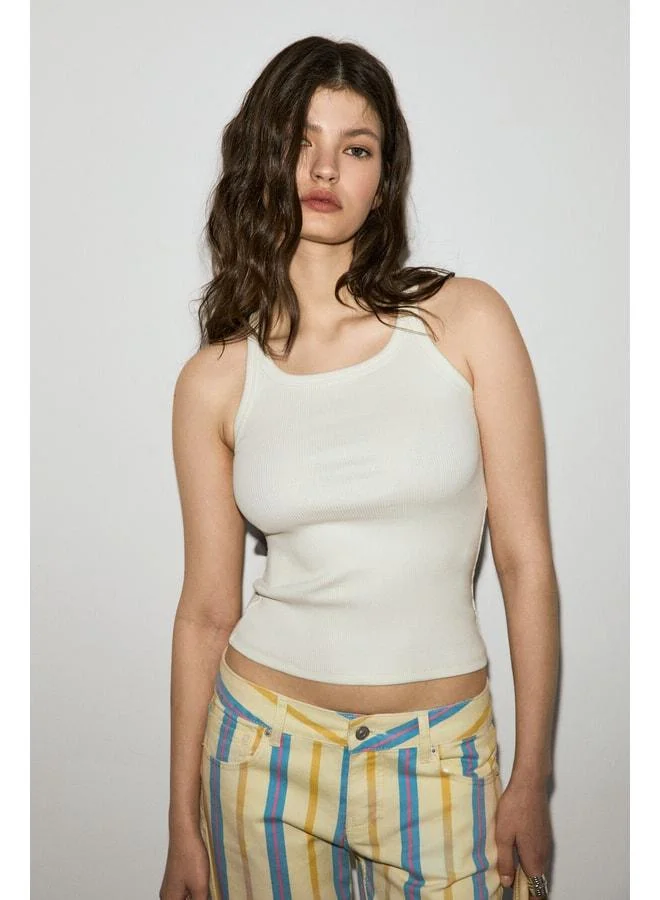 Ethiquet AURELIE Women's Soft and Flexible Fabric Organic Cotton Crew Neck Beige Tank Top.