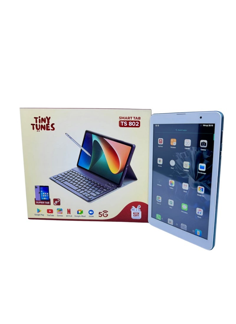Tiny Tunes TS802 Smart Tablet for Kids – 8" Display, 256GB Storage, 5G, Android 13, with Full Accessories  - Image 1