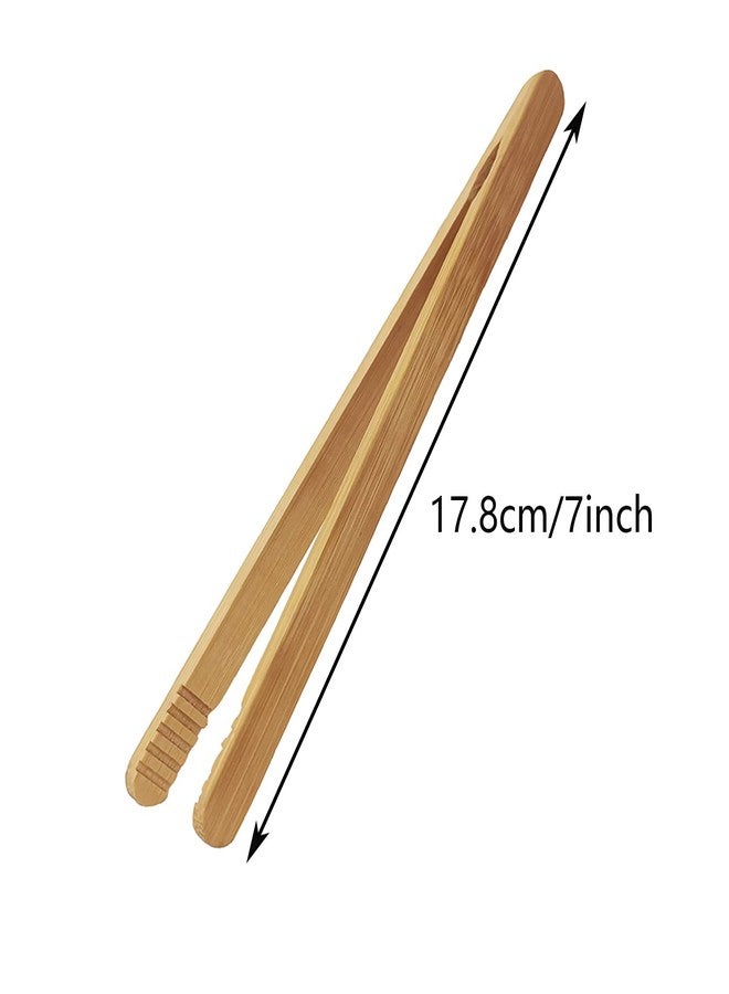 BallHull 7 Inch Bamboo Kitchen Utensil Tongs, Reusable Bamboo Toast Tongs for Toast, Kimchi, Fruit and Tea, 8 Pcs. - Image 2