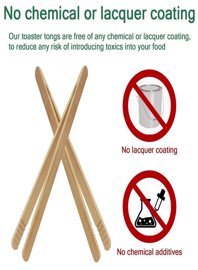 BallHull 7 Inch Bamboo Kitchen Utensil Tongs, Reusable Bamboo Toast Tongs for Toast, Kimchi, Fruit and Tea, 8 Pcs. - Image 5