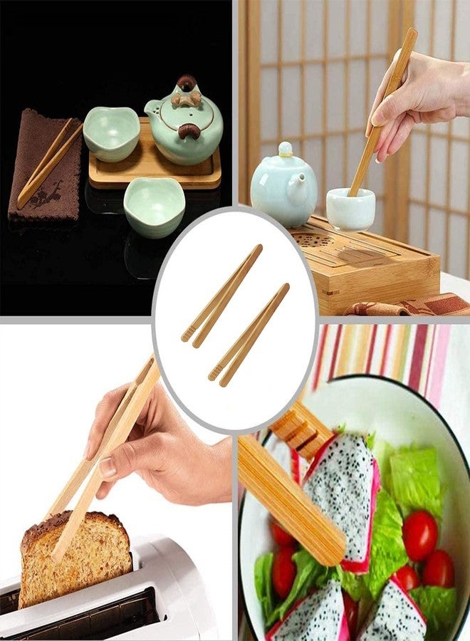 BallHull 7 Inch Bamboo Kitchen Utensil Tongs, Reusable Bamboo Toast Tongs for Toast, Kimchi, Fruit and Tea, 8 Pcs. - Image 4