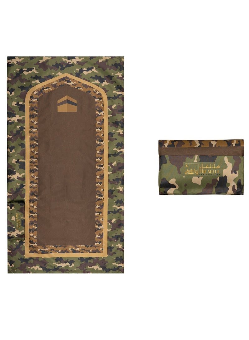 HilalFul Salah On The Go Polyester Prayer Mat - Camo Kaaba | Muslim Praying Rug for Kids/Children | Water Resistant | Anti-Slip | Islamic Gift for Eid, Ramadan | For Travel | Lightweight - Image 1