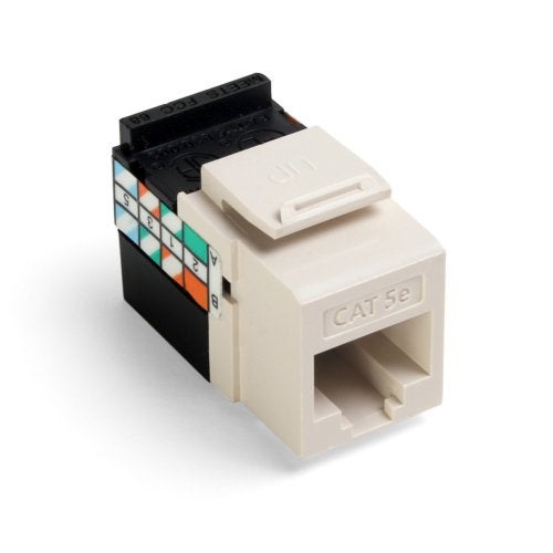 Leviton GigaMax 5E QuickPort Connector, Cat 5E, 5G108-RT5, Light Almond - Image 1