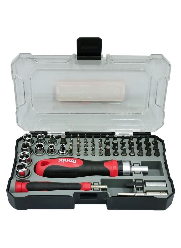رونيكس طقم مفكات 55 قطعة من مجموعة مفكات براغي احترافية قابلة للتبديل مع RONIX RH2717 - Image 3