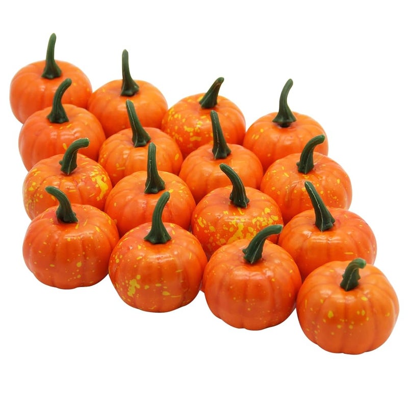 YOFIT Yofit 16 Pcs Artificial Fruit Fake Mini Pumpkins for Halloween House Party Decoration (Orange)  - Image 3