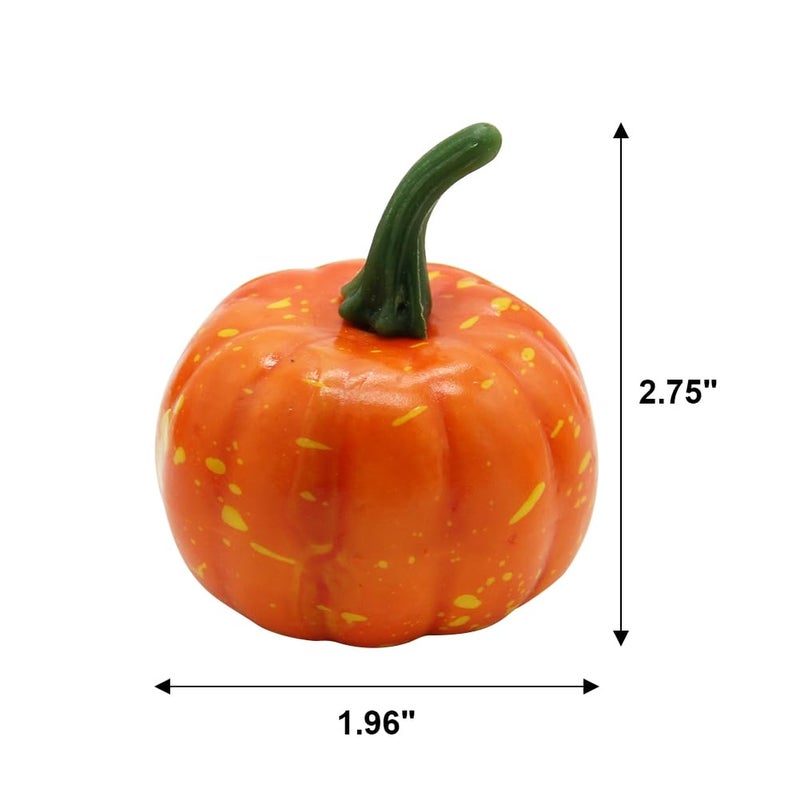 YOFIT Yofit 16 Pcs Artificial Fruit Fake Mini Pumpkins for Halloween House Party Decoration (Orange)  - Image 2