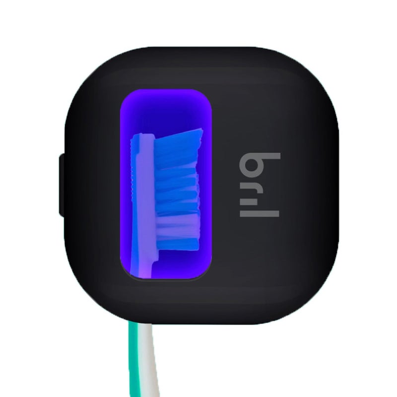 Bril Bril UVC Toothbrush Sanitizer Portable Cleaner Travel Cover Magnetic Holder and Rechargeable Case for Any Size Toothbrush Black 