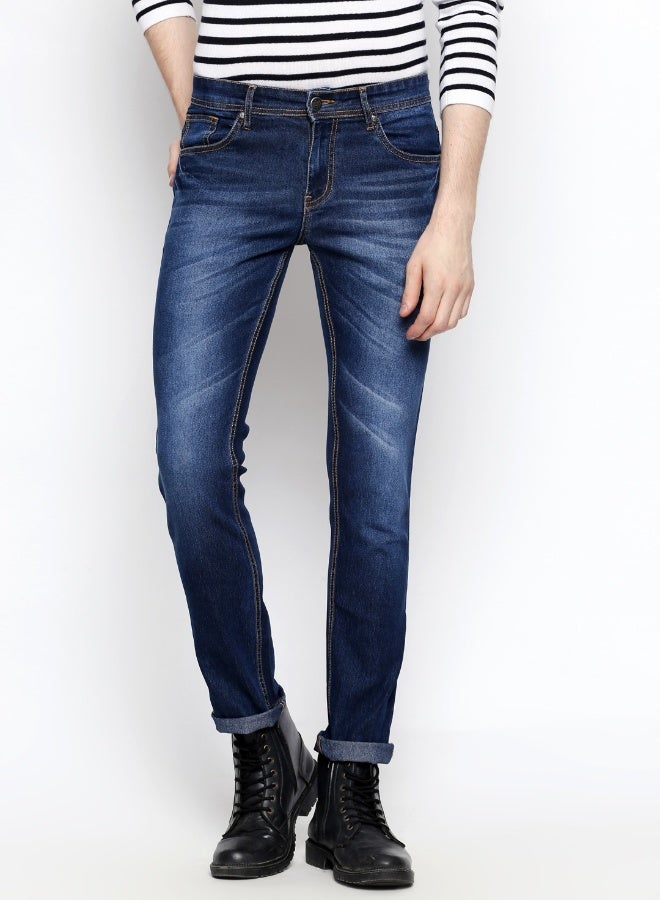 HIGH STAR Men Blue Slim Fit Mid-Rise Clean Look Stretchable Jeans 