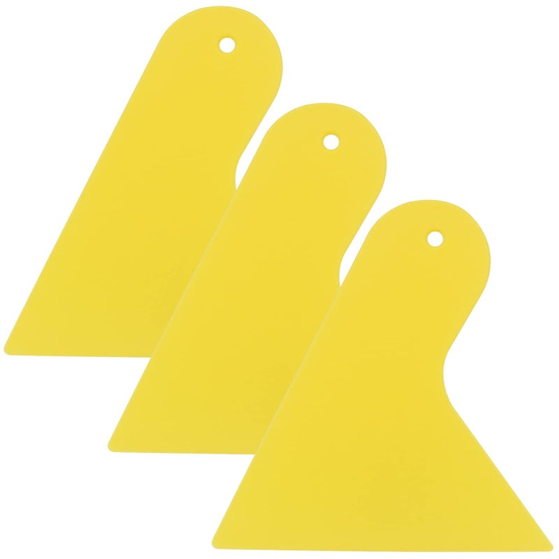 Plastic Putty Knife 3 PCS 4 Inch Scraper Tool Flexible Spackle Spreader Smoothing Tool for Paint Wall Paper Treatment Windshield Drywall Decals Patching Painting Yellow
