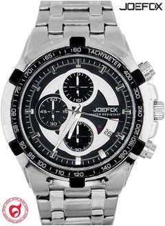 JoeFox Waterproof Stainless Steel Wristwatch Analog Quartz Watch Fashion Business Classic Watch Easy Read Men Dress Watch Auto Date Luminous Watch Silver black 