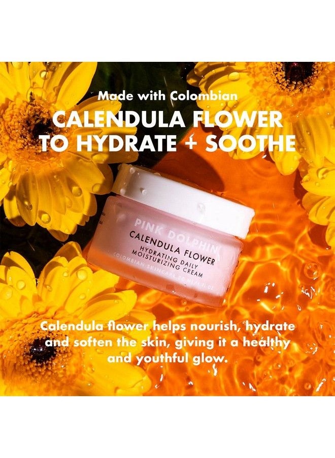 Pink Dolphin - | Calendula Flower Hydrating Daily Moisturizing Cream | Soothes Inflammation & Promotes Healing | Repairs & Rehydrates Dry Skin | Improves Collagen Production | Face & Skin Care | 1 Oz - Image 1
