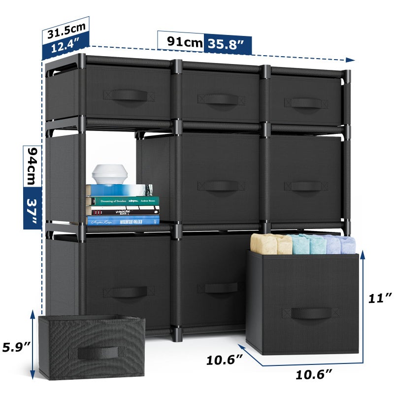 Mavivegue 9 Cube Storage Organizer, Closet Organizers and Storage, Cube Storage Shelf, Easy to Assemble with Storage Drawers, DIY Closet Cube Organizer for Living Room, Bedroom, Dorm Room-Black - Image 2
