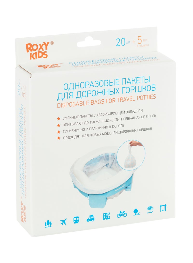 ROXY-KIDS Disposable Refill Bags for Travel Potty, 25pcs Pack, Universal Fit, Absorbent Gel Liner, Leak-Proof, Biodegradable - Image 2