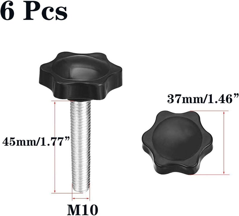 SDY 6 Pcs Clamping Screw Knob,Plastic Hex Clamping Hand Knob Gripandles Screw Knobs Quick Removal Handgrips Star Knob Male Thread（M10-1.5x45mm） - Image 2