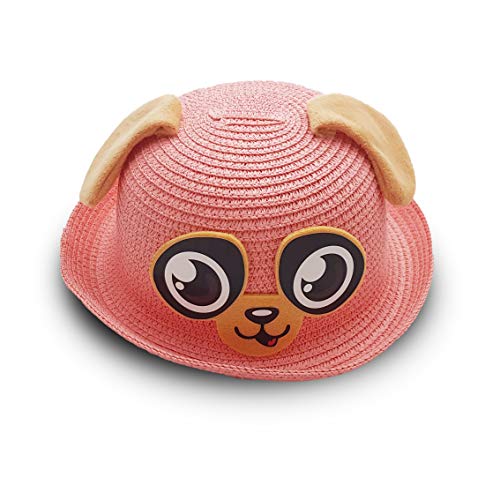 VRITRAZ Kids Hat, Summer Fashion Straw Bucket Cap, Suitable for 3-12 Years (Puppy Pink) - Image 2