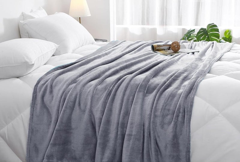 يوريفو بطانية مزدوجة من الفلانيل المصنوع من الصوف الدقيق - بطانية فائقة النعومة 260 جرام لكل متر مربع لتوفير أقصى درجات الدفء والراحة، مقاس: 200 × 230 سم، لون رمادي - Image 4