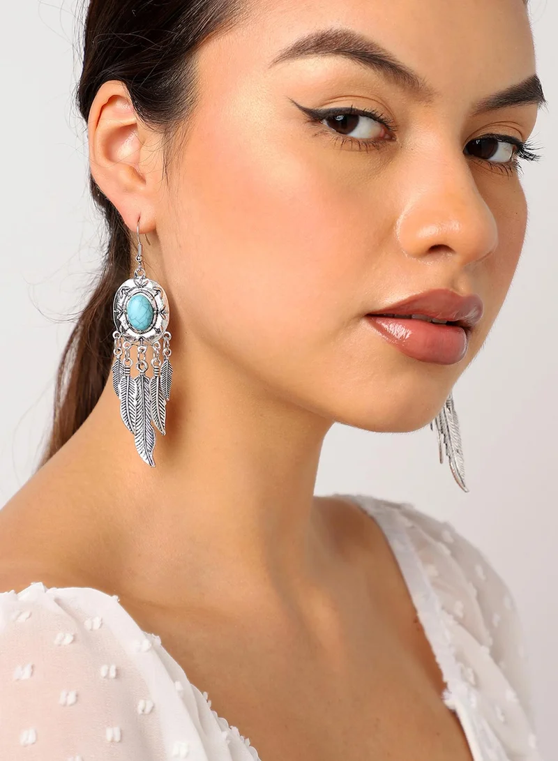 SOHI Blue Stone Dreamcatcher Artificial Earring Jewellery