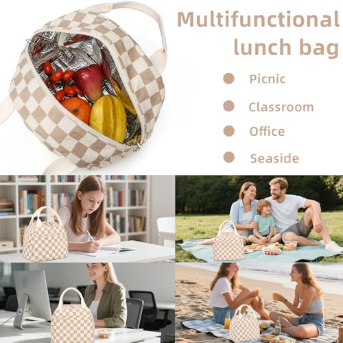 LEDAOU Lunch Box for Women Insulated Lunch Bag Corduroy Lunch Tote Bags Leakproof Cooler Lunch Case for Travel Work Picnic - Image 4