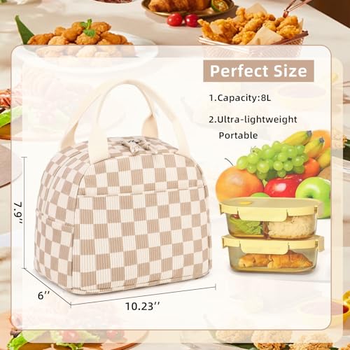 LEDAOU Lunch Box for Women Insulated Lunch Bag Corduroy Lunch Tote Bags Leakproof Cooler Lunch Case for Travel Work Picnic - Image 5