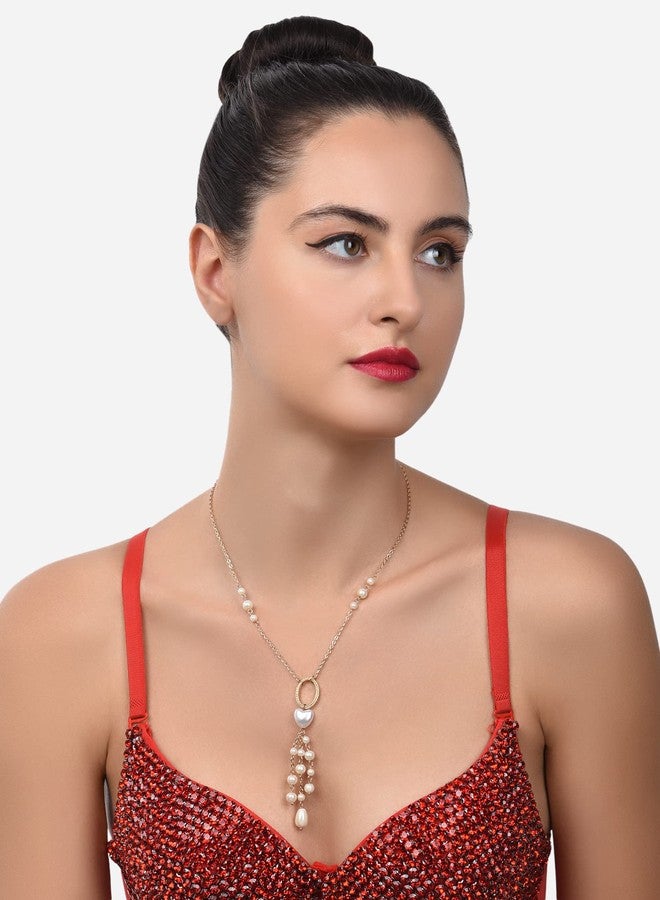 أيه إم أي سلسلة عقد عصرية مزينة باللؤلؤ بلون ذهبي من Ami للنساء - ZPFK20944 - Image 5