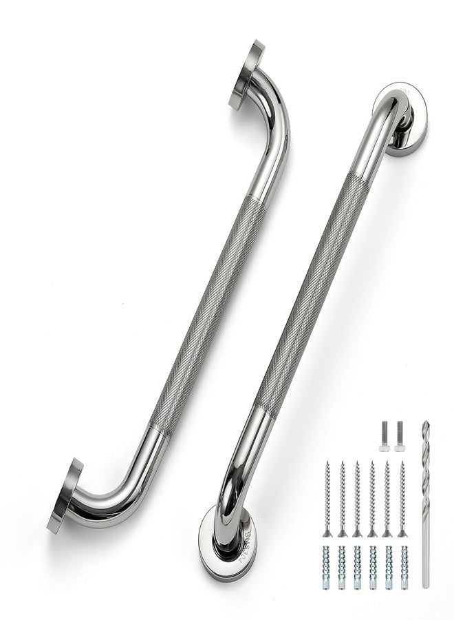 JOY DECOR 16 Inch Grab Bars for Shower, Stainless Steel Safety Handicap Grab Bars for Bathroom, Anti-Slip Shower Handle, Wall Mounted (2 Pack, Polished Nickel) - Image 1