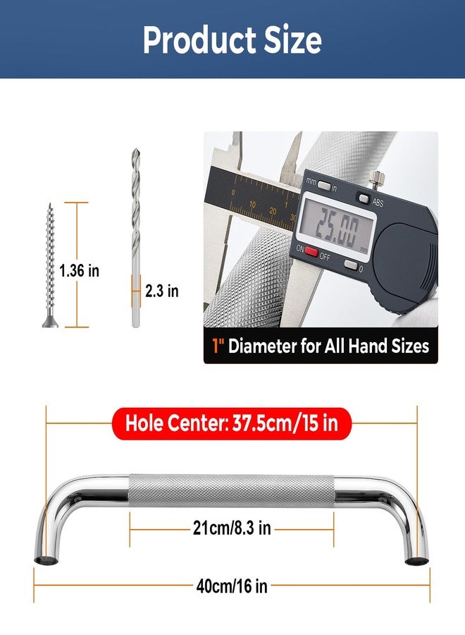 JOY DECOR 16 Inch Grab Bars for Shower, Stainless Steel Safety Handicap Grab Bars for Bathroom, Anti-Slip Shower Handle, Wall Mounted (2 Pack, Polished Nickel) - Image 2