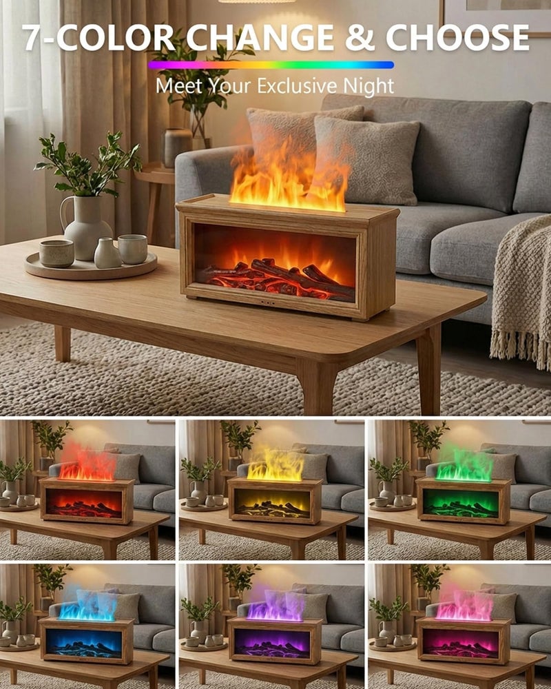 Torlaist Essential Oil Diffuser, 7-Color Fireplace Fire Flame Aromatherapy Humidifier, 280ml Ultrasonic Aroma Diffuser Valentine's Day Gift with Time Sets and Remote Control for Bedroom Home Yoga Office - Image 2
