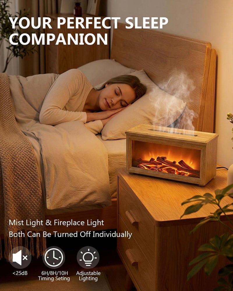 Torlaist Essential Oil Diffuser, 7-Color Fireplace Fire Flame Aromatherapy Humidifier, 280ml Ultrasonic Aroma Diffuser Valentine's Day Gift with Time Sets and Remote Control for Bedroom Home Yoga Office - Image 5