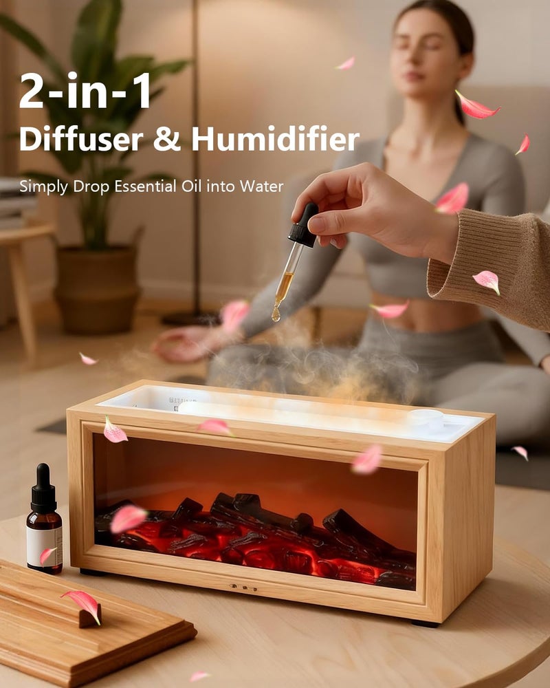 Torlaist Essential Oil Diffuser, 7-Color Fireplace Fire Flame Aromatherapy Humidifier, 280ml Ultrasonic Aroma Diffuser Valentine's Day Gift with Time Sets and Remote Control for Bedroom Home Yoga Office - Image 4