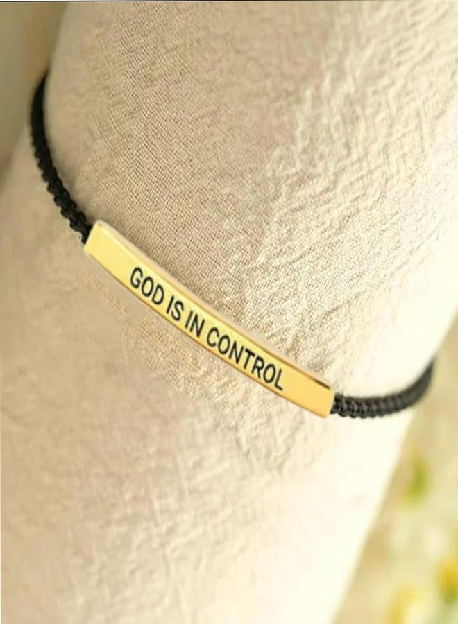 Decixde God Is In Control Bracelet for Women Christian Faith Bracelet Adjustable Handmade Braided Stainless Steel Tube Engraving Inspirational Bracelets Jewelry Gift (Gold-A) - Image 4