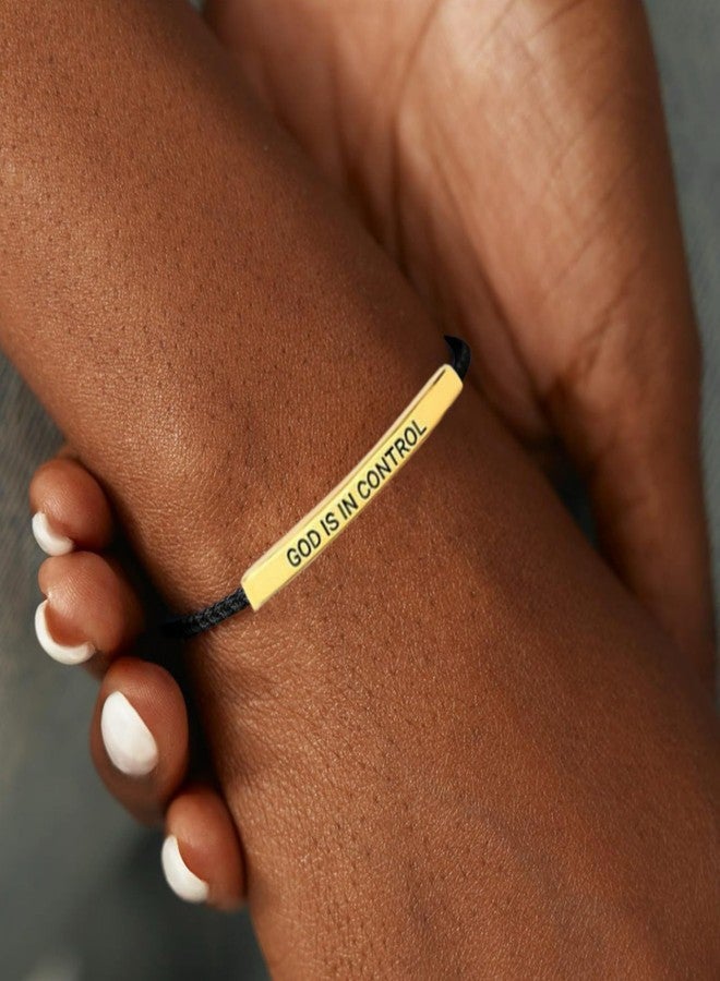 Decixde God Is In Control Bracelet for Women Christian Faith Bracelet Adjustable Handmade Braided Stainless Steel Tube Engraving Inspirational Bracelets Jewelry Gift (Gold-A) - Image 2