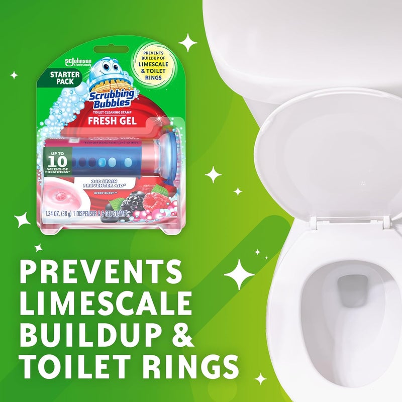 Scrubbing Bubbles Fresh Gel Toilet Bowl Cleaning Stamps, Helps Keep Toilet Clean and Helps Prevent Limescale & Rings, Berry Burst Scent, 6 Stamps Trendy economical quality - Image 4