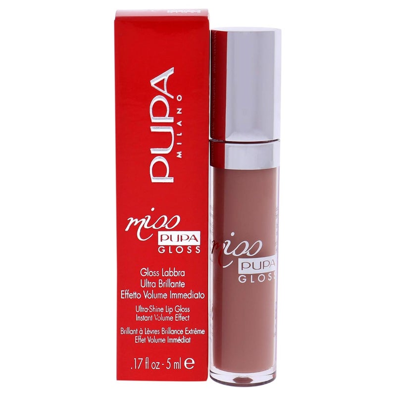 Pupa Milano Miss Milano Lip Gloss - Shiny, Smooth, Plump - Soft, Innovative Gel Texture - Glides Smoothly On Lips - For A Moisturizing And Volume Enhancing Effect - 103 Forever Nude - 0.17 OZ