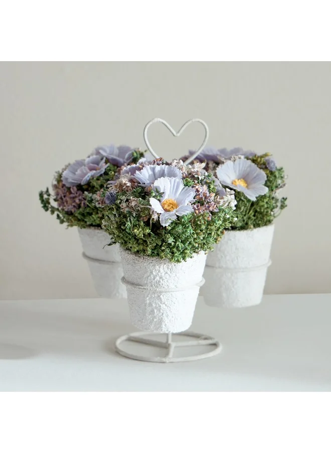 Home Box Caven Floral Arrangement in Heart Shape Metal Stand with Handle 16 x 16 x 15.5 cm