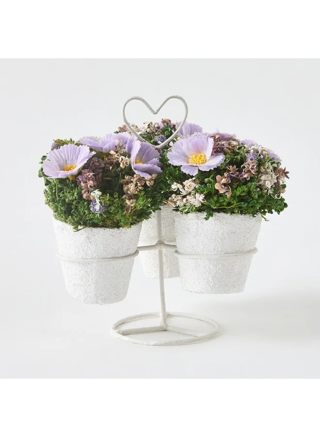 Home Box Caven Floral Arrangement in Heart Shape Metal Stand with Handle 16 x 16 x 15.5 cm