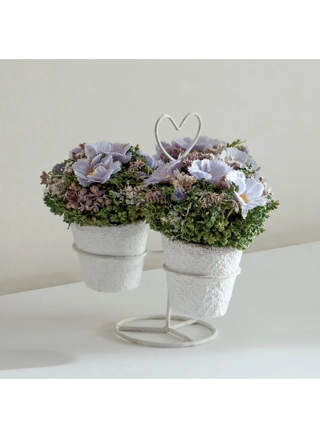 Home Box Caven Floral Arrangement in Heart Shape Metal Stand with Handle 16 x 16 x 15.5 cm