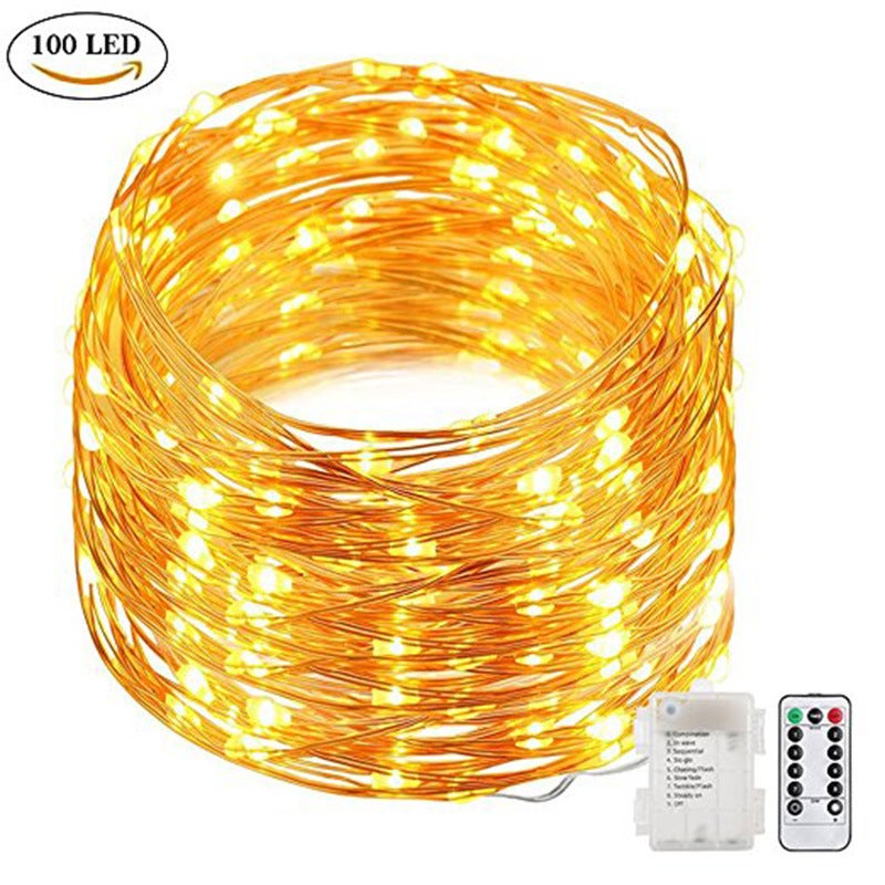 مصباح سلك نحاسي LED 10 م 8 وظيفة 3AA شفاف خارجي مقاوم للماء صندوق بطارية تحكم عن بعد مصباح زينة عيد الميلاد - Image 2