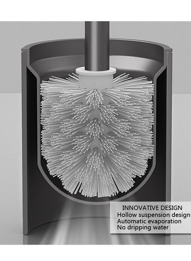 Aluminum Toilet Brush and Holder Set for Bathroom, Durable Bristles for Bathroom Cleaning, Compact Size for Storage and Organization, Wall Mounted Floor Standing Toilet Cleaner Brush - Image 5