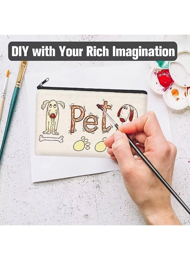 عام حقيبة حرف يدوية بيضاء DIY، 10 قطع حقائب قماشية بسحاب، حقائب مكياج بيضاء، حقيبة مستحضرات تجميل متعددة الاستخدامات بسحاب، حقيبة مستلزمات سفر بالجملة للتخزين، حقيبة أقلام بالجملة، 22×17 سم - Image 5