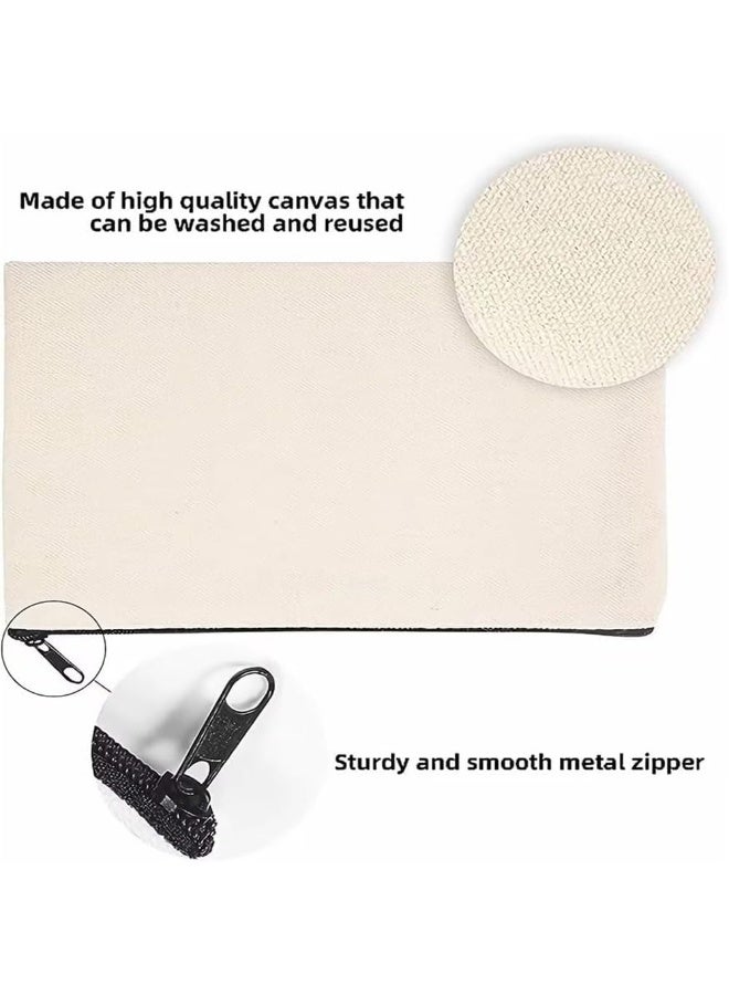 عام حقيبة حرف يدوية بيضاء DIY، 10 قطع حقائب قماشية بسحاب، حقائب مكياج بيضاء، حقيبة مستحضرات تجميل متعددة الاستخدامات بسحاب، حقيبة مستلزمات سفر بالجملة للتخزين، حقيبة أقلام بالجملة، 22×17 سم - Image 4