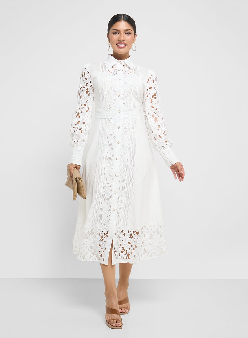 Khizana Lace Insert Midi Dress - Image 4
