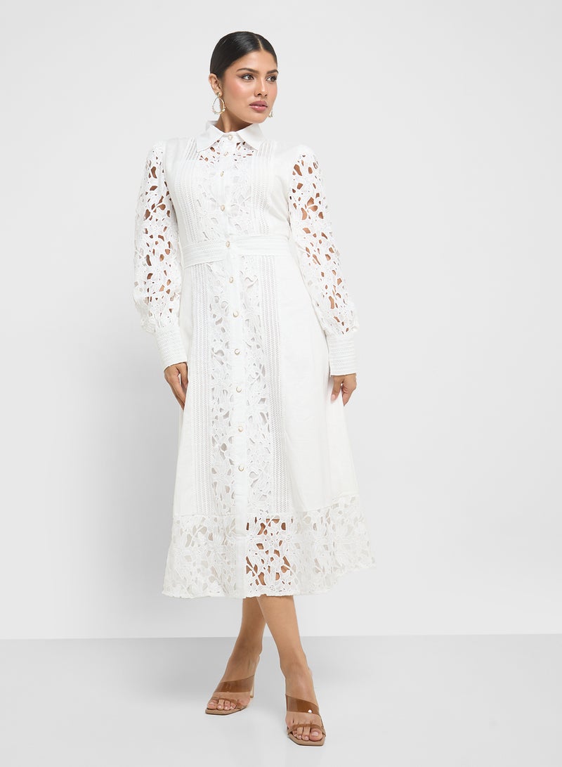 Khizana Lace Insert Midi Dress - Image 1