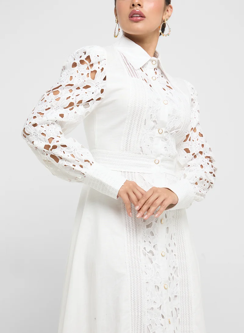 Khizana Lace Insert Midi Dress
