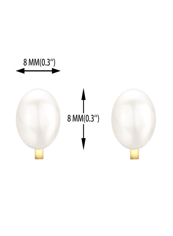 يوكول أقراط YOQUCOL بيضاء اللون، مصنوعة من لؤلؤ المياه العذبة الصناعي، مقاس 8 مم، بلون ذهبي، بمشبك، غير مثقوبة، أنيقة للنساء - Image 2