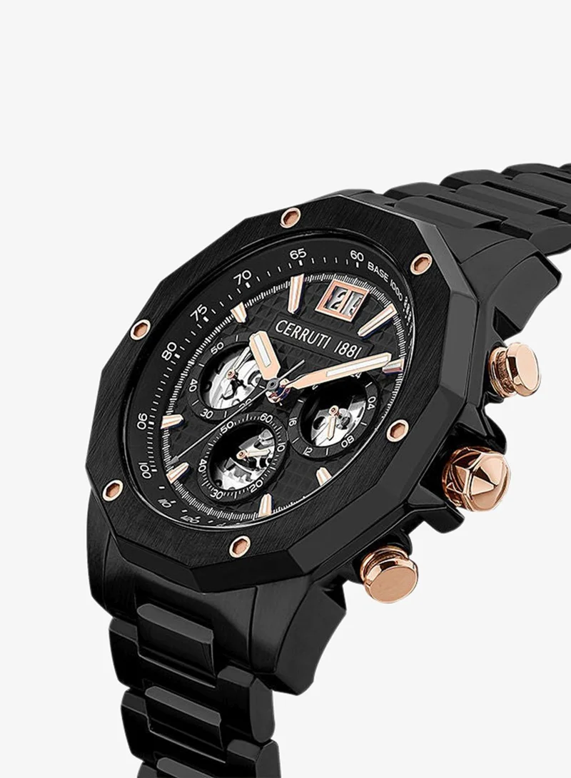 CERRUTI 1881  Men's Round Shape Stainless Steel Band Analog Wrist Watch 45.5 mm - Black Dial - CIWGI2207402 for Men | Best Price UAE